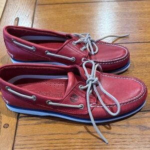 Timberland Men's Red Leather Boat Shoes